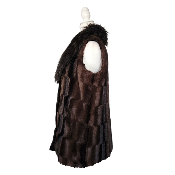 Adrienne Landau Brown Faux Fur Vest Womens Size M Vintage 90s - Picture 4 of 14